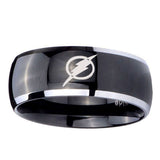 5, 8mm Flash Dome Two Tone Black Tungsten Engagement Rings
