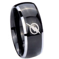 8mm Flash Dome Two Tone Black Tungsten Engagement Ring