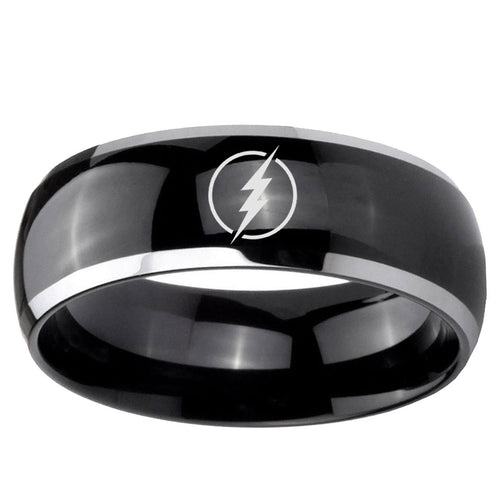 5mm Flash Dome Two Tone Black Tungsten Engagement Ring