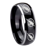 8mm Multiple Flash Dome Two Tone Black Tungsten Men's Wedding Rings