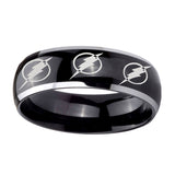 5, 8mm Multiple Flash Dome Two Tone Black Tungsten Men's Wedding Rings