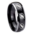 8mm Multiple Flash Dome Two Tone Black Tungsten Mens Ring