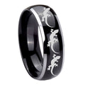 8mm Multiple Lizard Dome Glossy Black 2 Tone Tungsten Ring