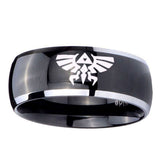 10mm-Zelda-Skyward-Sword-Dome-Glossy-Black-2-Tone-Tungsten-Men's-Engagement-Ring