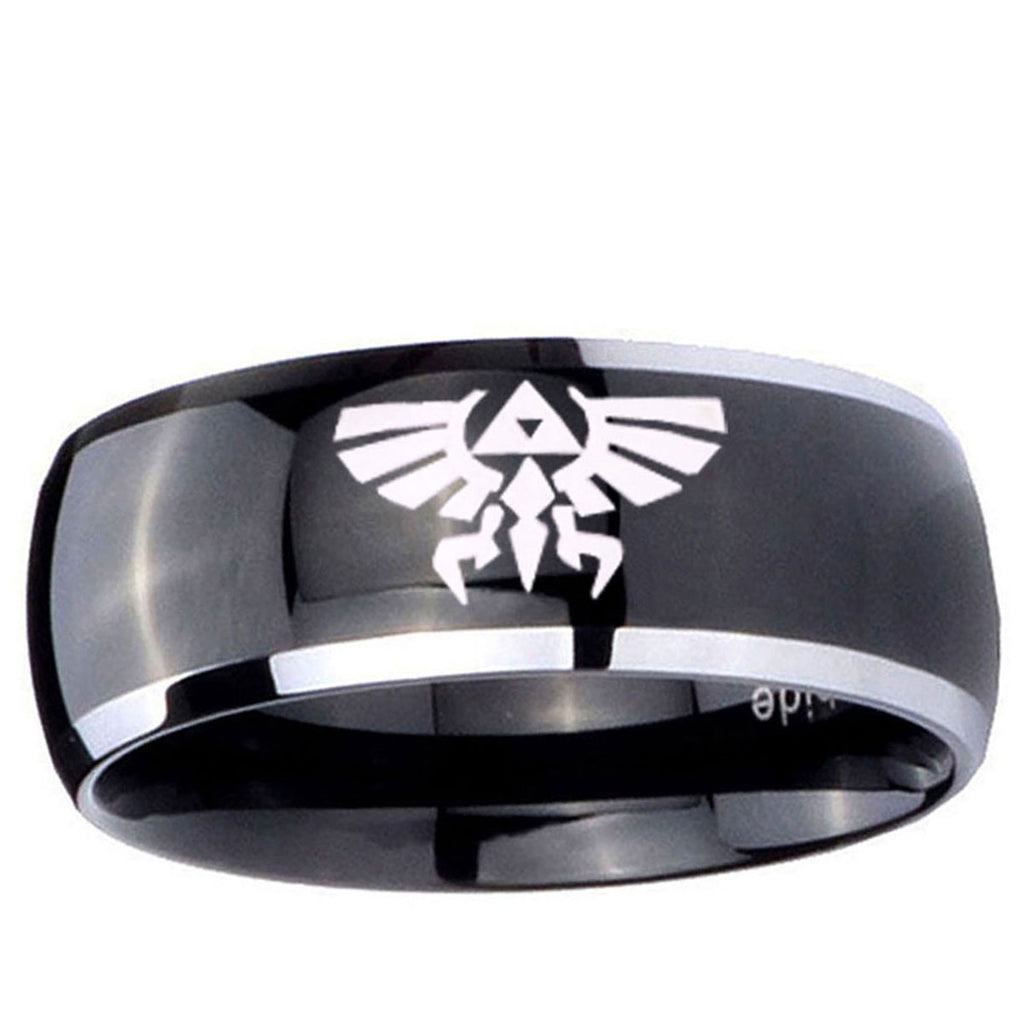 10mm Zelda Skyward Sword Dome Glossy Black 2 Tone Tungsten Ring