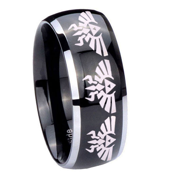 8mm-Multiple-Zelda-Skyward-Sword-Dome-Glossy-Black-2-Tone-Tungsten-Mens-Ring