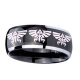 10mm-Multiple-Zelda-Skyward-Sword-Dome-Glossy-Black-2-Tone-Tungsten-Men's-Ring