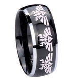 10mm Multiple Zelda Skyward Sword Dome Glossy Black 2 Tone Tungsten Men's Ring