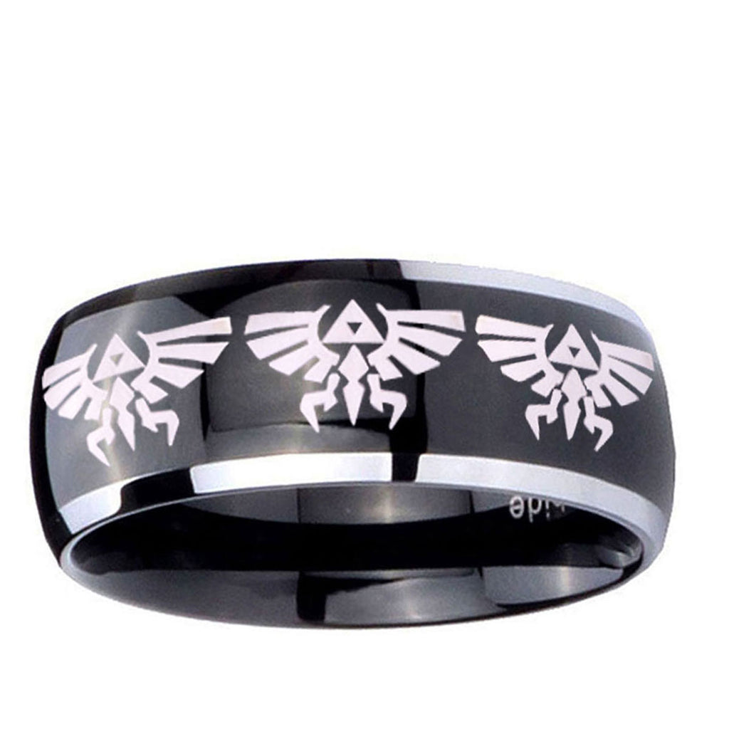 5mm Multiple Zelda Skyward Sword Dome Glossy Black 2 Tone Tungsten Ring