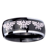 10mm Multiple Zelda Skyward Sword Dome Glossy Black 2 Tone Tungsten Men's Ring
