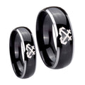 Anchor Dome Glossy Black 2 Tone Tungsten His And Hers Ring