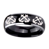 10mm-Multiple-Anchor-Dome-Glossy-Black-2-Tone-Tungsten-Men's-Engagement-Band