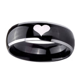 10mm-Heart-Dome-Glossy-Black-2-Tone-Tungsten-Carbide-Mens-Ring-Personalized