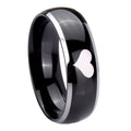8mm Heart Dome Glossy Black 2 Tone Tungsten Engagement Ring