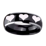 10mm-Multiple-Heart-Dome-Glossy-Black-2-Tone-Tungsten-Custom-Ring-for-Men