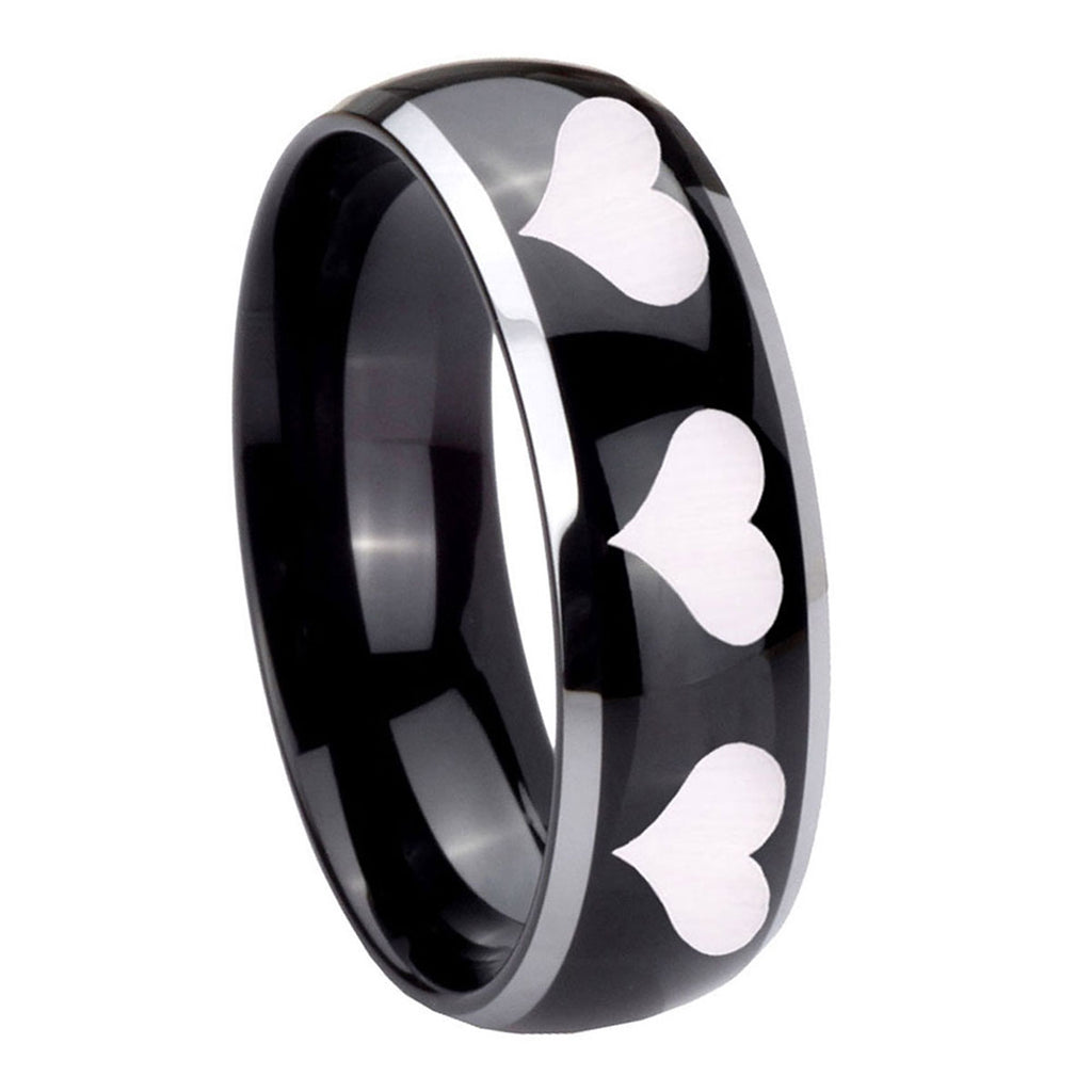 Multiple Heart Tungsten Carbide Wedding Ring Set