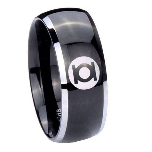 8mm Green Lantern Dome Two Tone Black Tungsten Men Bands