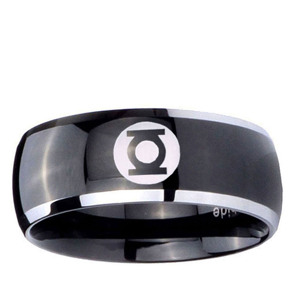 5mm Green Lantern Dome Two Tone Black Tungsten Men Bands