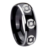 8mm Multiple Green Lantern Dome Two Tone Black Metal Wedding Bands