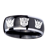 10mm-Transformers-Autobot-Decepticon-Dome-Glossy-Black-2-Tone-Tungsten-Mens-Wedding-Band