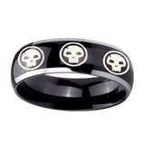 8mm-Multiple-Skull-Dome-Glossy-Black-2-Tone-Tungsten-Carbide-Engagement-Ring