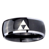10mm Zelda Triforce Dome Glossy Black 2 Tone Tungsten Wedding Bands Ring