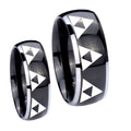 Multiple Zelda Triforce Dome Glossy Black 2 Tone Tungsten His And Hers Ring