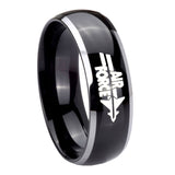10mm-Dome-Glossy-Black-Middle-Air-Force-Two-Tone-Tungsten-Men's-Ring