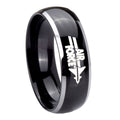 10mm Dome Glossy Black Middle Air Force Two Tone Tungsten Men's Ring