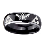 10mm-Legend-of-Zelda-Dome-Glossy-Black-2-Tone-Tungsten-Mens-Ring-Engraved
