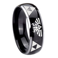 10mm Legend of Zelda Dome Glossy Black 2 Tone Tungsten Mens Ring Engraved