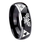 8mm Legend of Zelda Dome Glossy Black 2 Tone Tungsten Custom Ring for Men