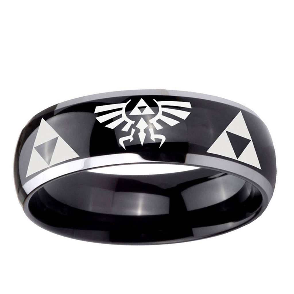 5mm Legend of Zelda Dome Glossy Black 2 Tone Tungsten Ring