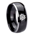 8mm Viking Symbol Dome Two Tone Black Tungsten Carbide Ring