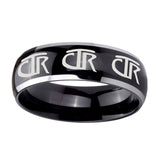 10mm-Multiple-CTR-Dome-Glossy-Black-2-Tone-Tungsten-Carbide-Mens-Ring-Engraved