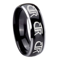 8mm Multiple CTR Dome Glossy Black 2 Tone Tungsten Ring
