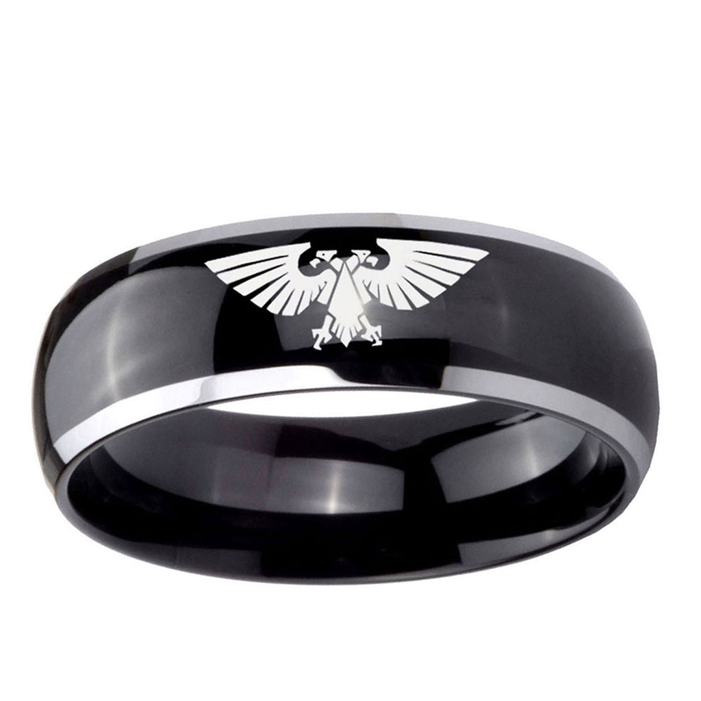 5mm Aquila Dome Glossy Black 2 Tone Tungsten Ring for Men