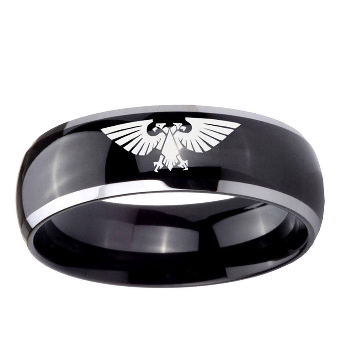 5mm Aquila Dome Glossy Black 2 Tone Tungsten Ring for Men