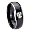 8mm Yellow Lantern Dome Two Tone Black Ring Silver Wedding