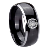 8mm U.S. Army Dome Glossy Black 2 Tone Tungsten Mens Wedding Ring