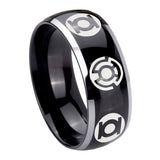 8mm Blue Green Lantern Dome Two Tone Black Tungsten Men's Wedding Rings