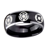 5, 8mm Blue Green Lantern Dome Two Tone Black Tungsten Men's Wedding Rings