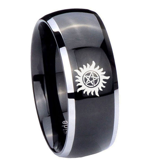 8mm Supernatural Dome Two Tone Black Tungsten Men's Wedding Band