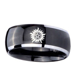 5, 8mm Supernatural Dome Two Tone Black Tungsten Men's Wedding Band