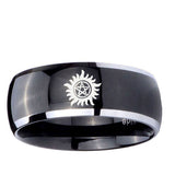5, 8mm Supernatural Dome Two Tone Black Tungsten Men's Wedding Band