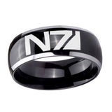 10mm-N7-Design-Dome-Glossy-Black-2-Tone-Tungsten-Carbide-Engraved-Ring