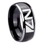 8mm N7 Design Dome Glossy Black 2 Tone Tungsten Mens Wedding Ring