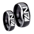 N7 Design Dome Glossy Black 2 Tone Tungsten Mens Set Rings
