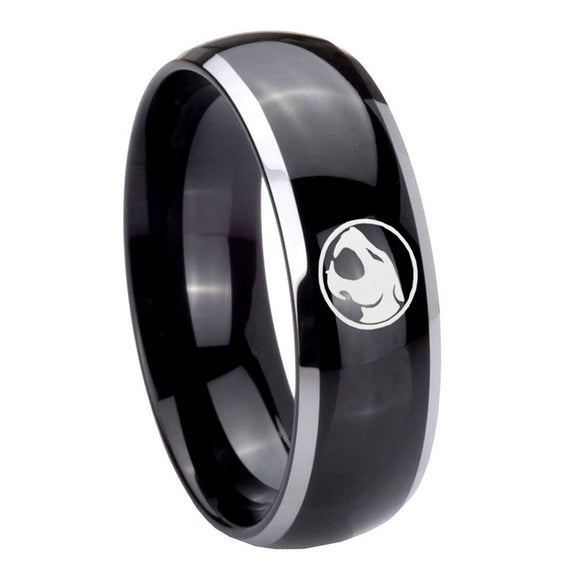 8mm-Thundercat-Dome-Glossy-Black-2-Tone-Tungsten-Carbide-Men's-Engagement-Ring