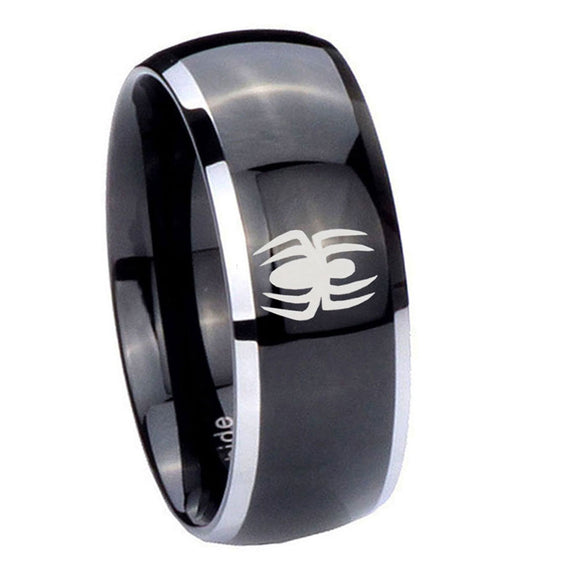 10mm-Spiderman-Dome-Glossy-Black-2-Tone-Tungsten-Carbide-Men's-Promise-Rings